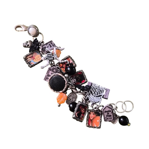 Jewelry - Halloween Charm Bracelet Vintage Style Spooky Skeleton Gravestone Gothic Jewelry